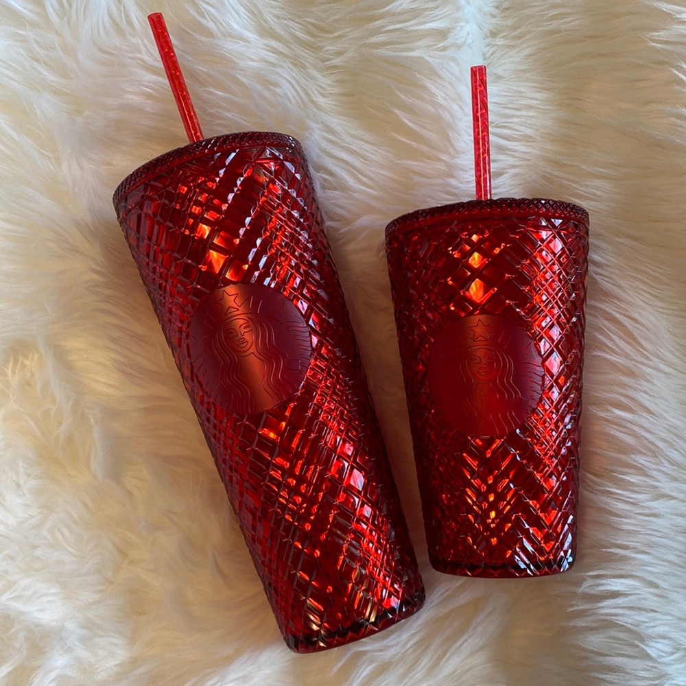 Starbucks Christmas Holiday 2021 Red Jeweled Tumblers Grande & Venti